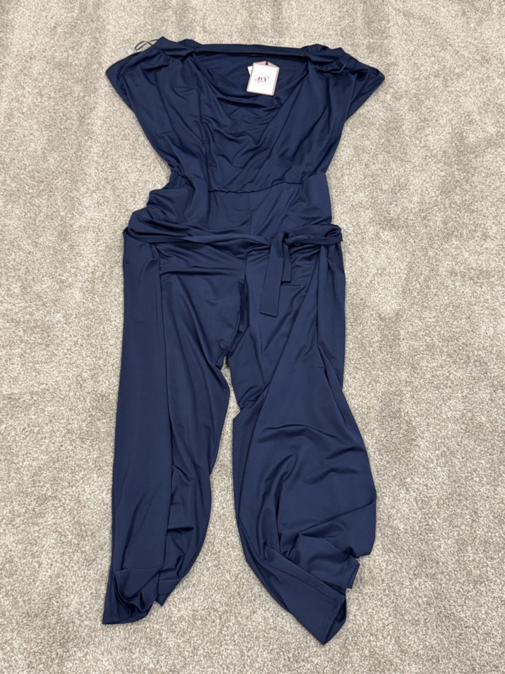 NEW Women's Navy Tie-Waist Jumpsuit